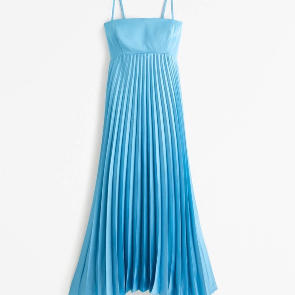 Abercrombie Pleated Midi Dress NWT Blue satin clasp-back closure